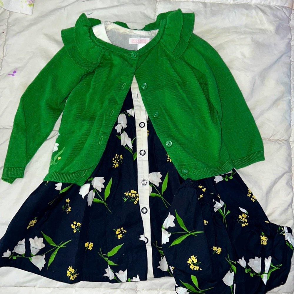 6-12 month Janie and jack dress with matching cardigan